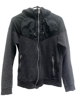 Nike Women S Full Zip Hoodie Black Gray Tech Fleece Jacket Zip Pockets Athletic
